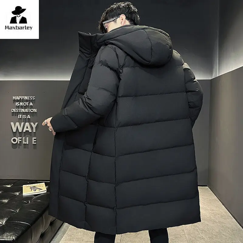 Мужская зимняя длинная шапка белая толстая утка теплая легкая лыжная куртка