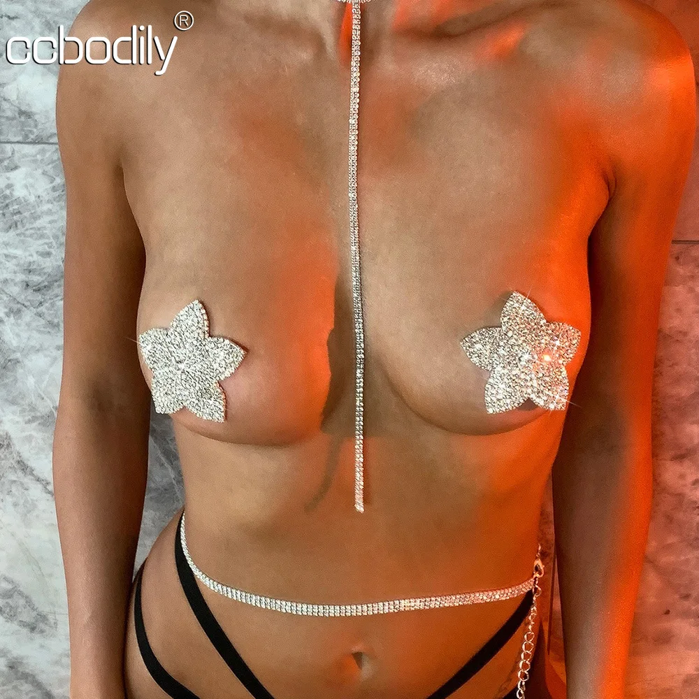 New 1Pair Rhinestone Nipple Cover Sexy Women Petal Crystal Breast Pasties Reusable Self Adhesive Nipple Covers Party Accessories
