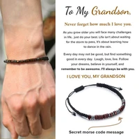 fashion handmade weave men bracelet minimalist korea beaded hand rope for grandson teens party jewelry i love you birthday gift