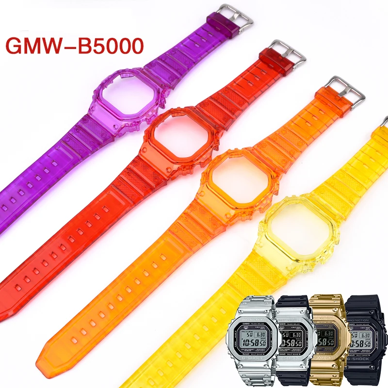 

Color Clear Strap + Case For Casio G-Shock GMW-B5000 Resin Strap Retrofit Watch Accessories Including Mounting Tool