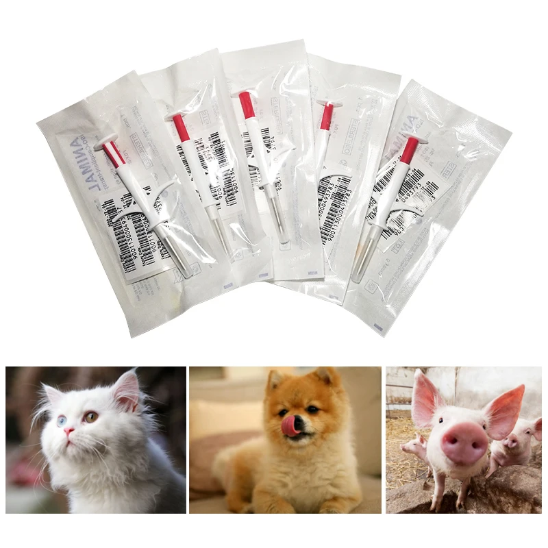 

x60pcs dog cat mouse microchip syringe Glass capsule with applicator 2.12x12mm 134.2KHz ISO11784/785 FDX-B for vets with sticker