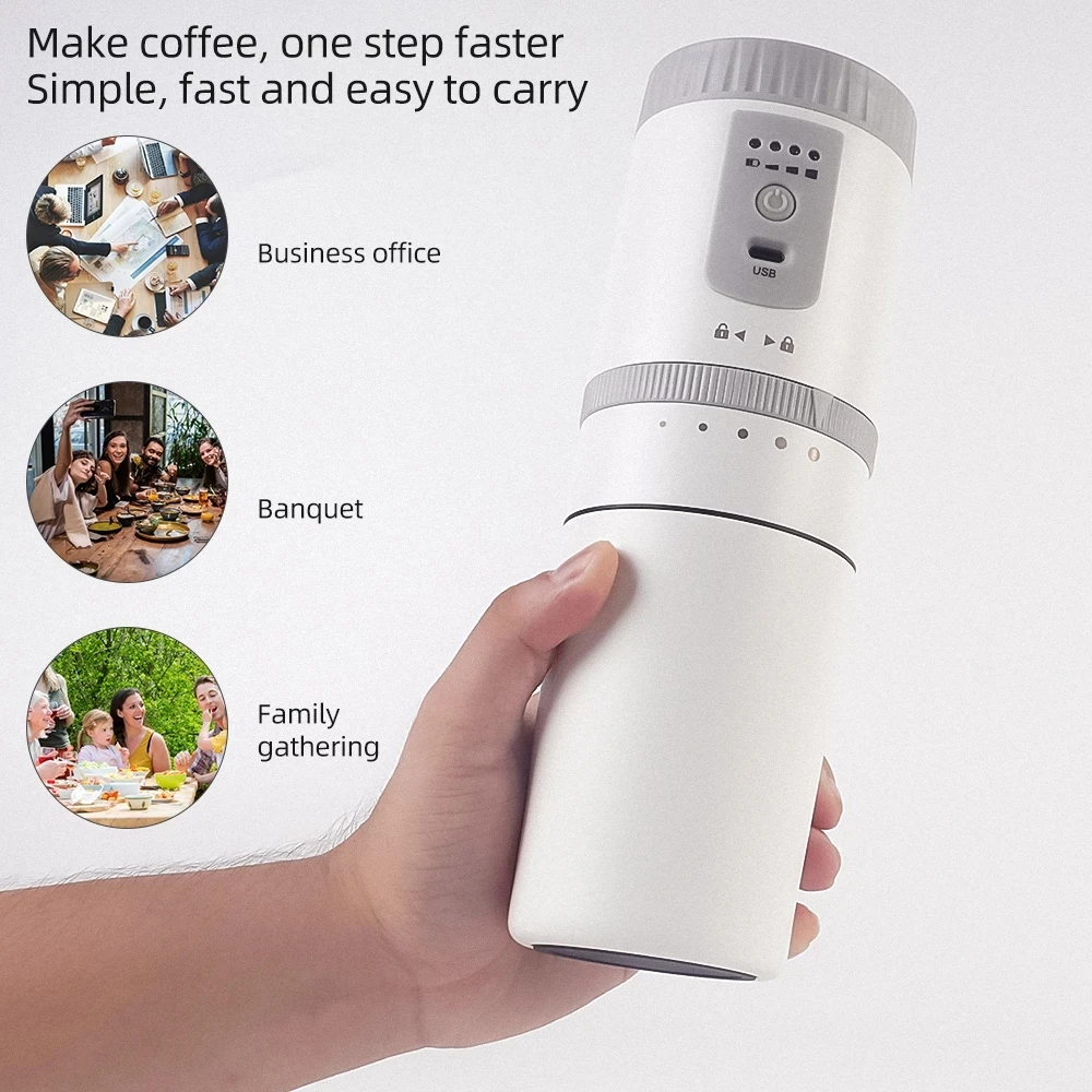 Xiaomi Portable Coffee Maker For Car Multifunction Mini Espresso Coffee Machine Electric Coffees Grinder USB Recharge Stainless enlarge