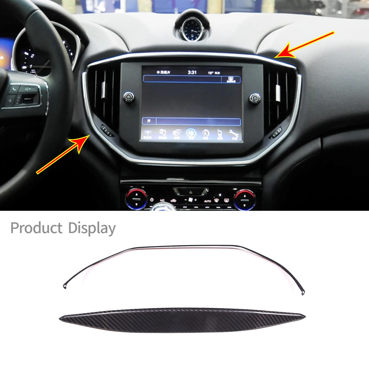 

Real Carbon Fiber Trim Navigation Panel Air Outlet Decorative Frame Cover For Maserati Ghibli 2014-2015 Car Interior Accessories