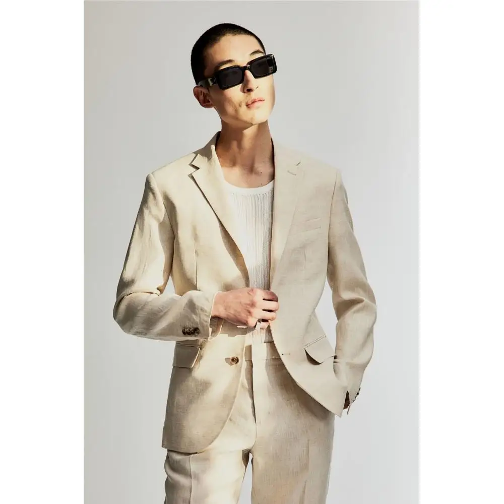 Льняной жакет H M sliM Fit светло-бежевого цвета