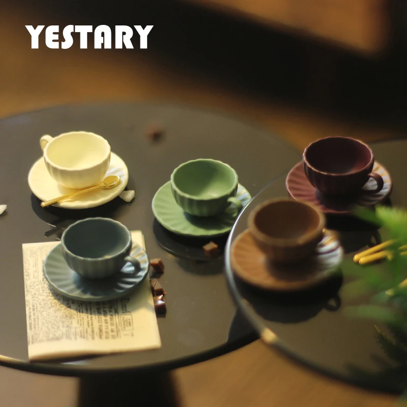 

YESTARY Doll Furniture For 1/6 Bjd 1/12 Doll House Accessories 9 Piece Set Of Coffee Cups Dollhouse 3 Cups 3 Spoons 3 Coasters