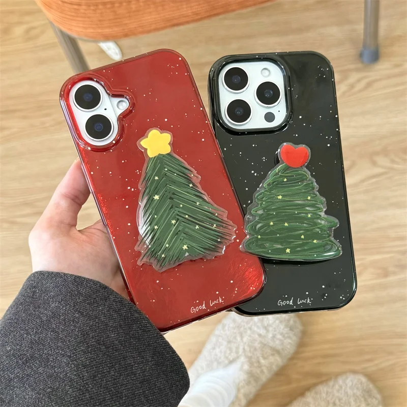 Милый Рождественский чехол-подставка для телефона iPhone 16 Pro 14 13 15 Max задняя крышка
