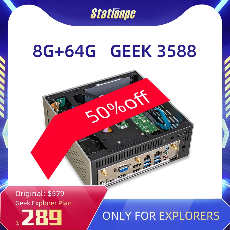 

Geek-3588 project，8K HD display Multiple SATA interfaces 3588 high efficiency CPU，This price is only for the Explore
