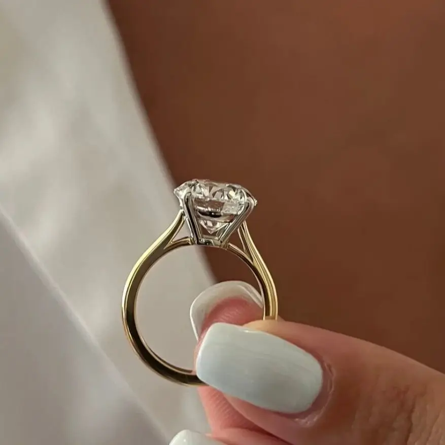 Кольцо AEAW с бриллиантами женское круглое из белого золота 14 карат