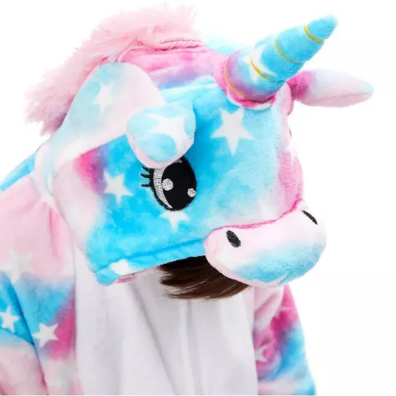 Family Kigurumi Pajamas Pink Stars Unicorn Animal Onesie Cosplay Costume Pajamas For Kids and Adults