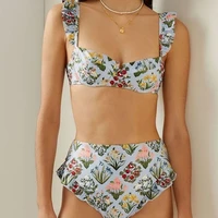 agaric print triangle micro bikini sets and maxi skirts two pieces tankini women swimming suits swimwear patchwork 2022 luxury