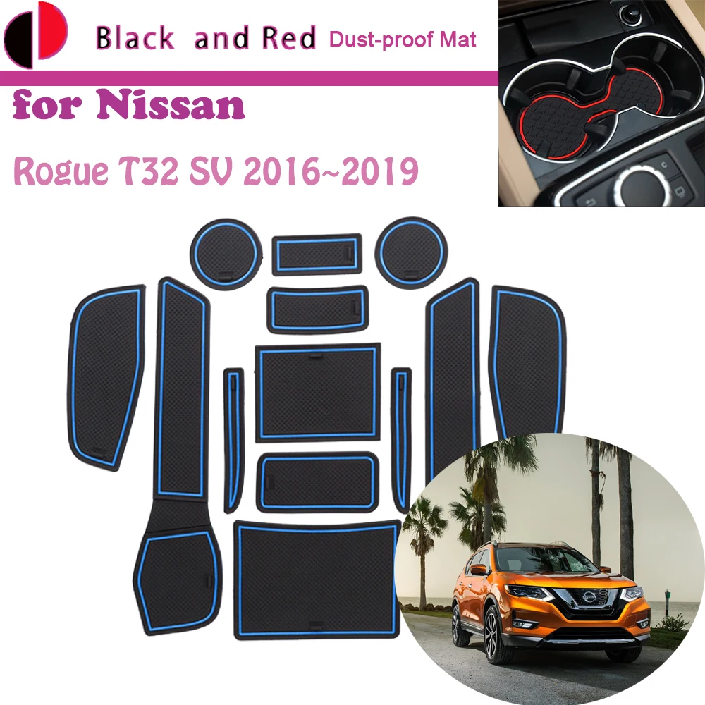 

Rubber Door Groove Mat for Nissan Rogue T32 X Trail SV 2016~2019 Cushion Gate Storage Slot Coaster Dust-proof Car Sticke Auto