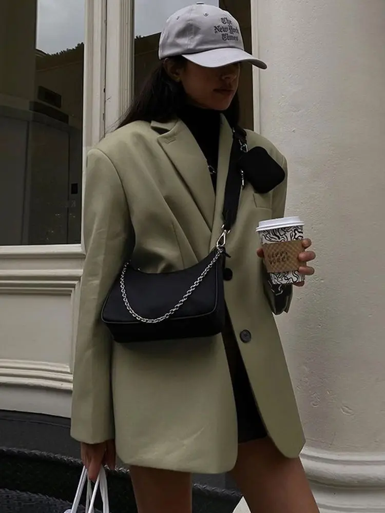 

Oversized Blazers Jackets for Women Fall Winter Single Breasted Long Blazer 2022 Fashion Office Lady Backless Coats Outfits