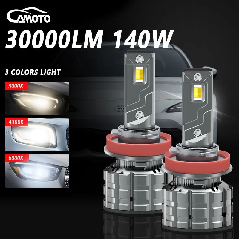 

CAMOTO 3 Color Changing LED Car Headlights Canbus H4 H7 3000K 4500K 6500K Flash LED Lamp Fog Lights Bulbs H1 H3 H9 9005 9006