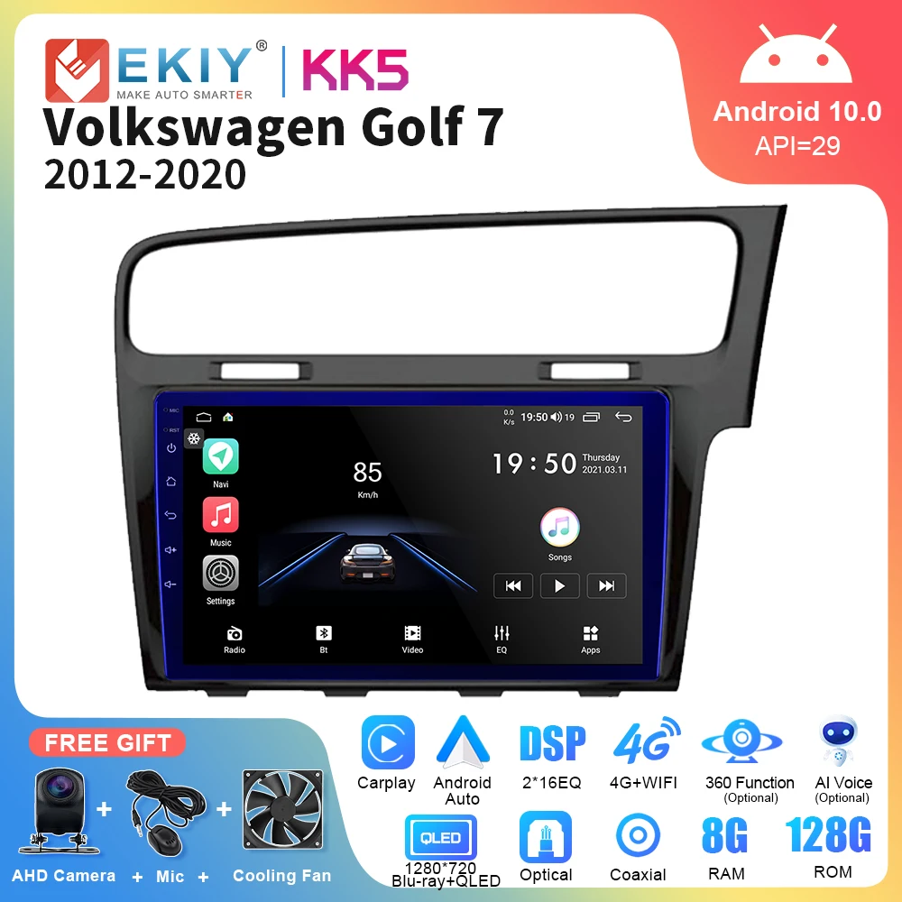 

EKIY KK5 QLED Screen Android 10 Car Radio For Volkswagen Golf 7 2012 - 2020 Multimedia Video Player Carplay Stereo GPS Head Unit