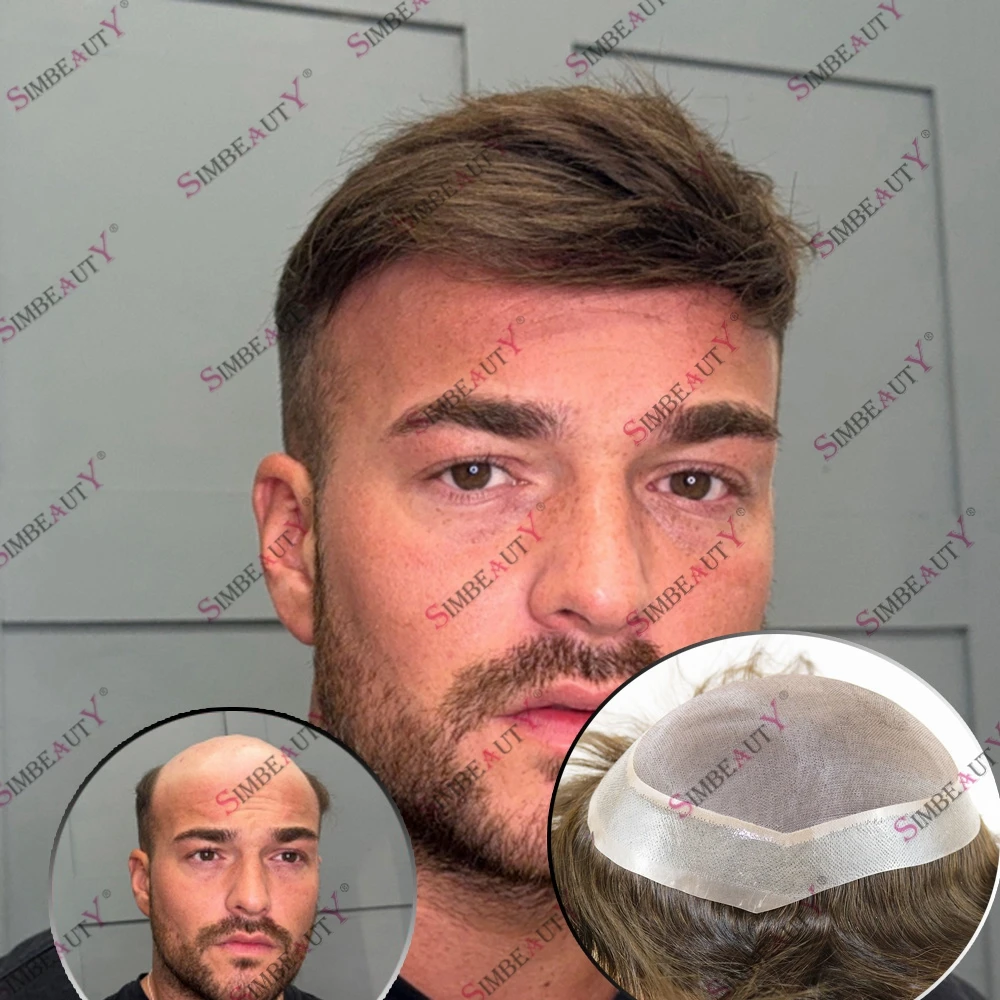 Дышащие моно-кружевные человеческие волосы мужской парик сменная система волос