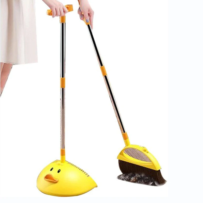 

Practical Broom Suit Cartoon Duck Foldable Combination Soft Hair Multifunction Household Dustless Dustpan Cleaning Tools Set