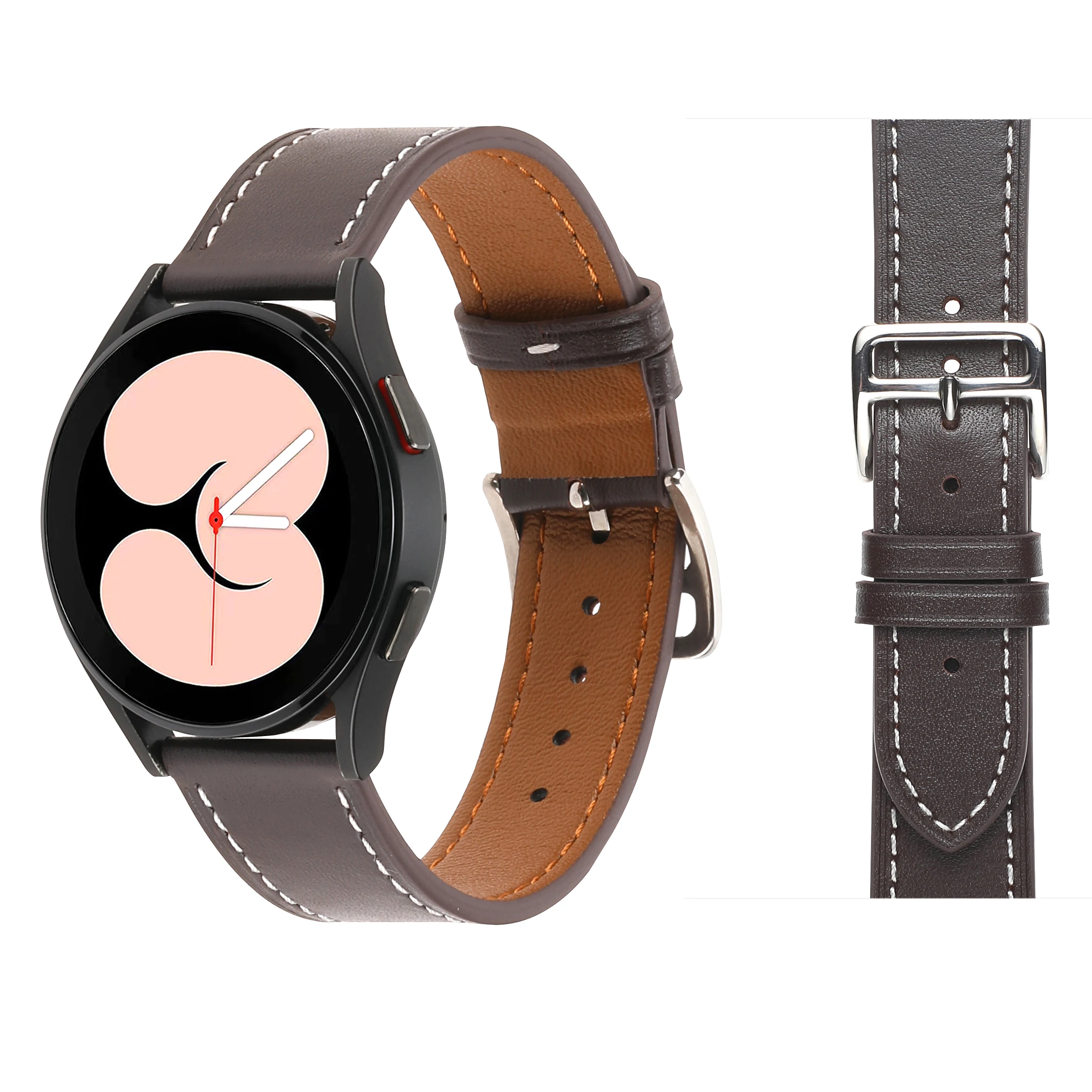 

22mm 20mm Leather Band For Samsung Galaxy watch Active 2/3/46mm/42mm/S3/Huawei GT-2-Pro Bracelet Galaxy Watch 4 44mm 40mm strap