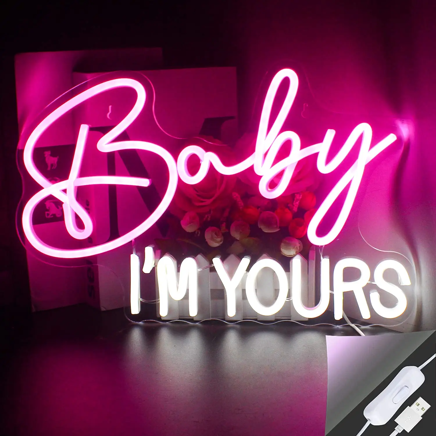 

Неоновые вывески «Baby I Am Yours», светодиодный неоновый светильник для украшения стен, вывеска для свадьбы, светодиодные неоновые вывески с пит...