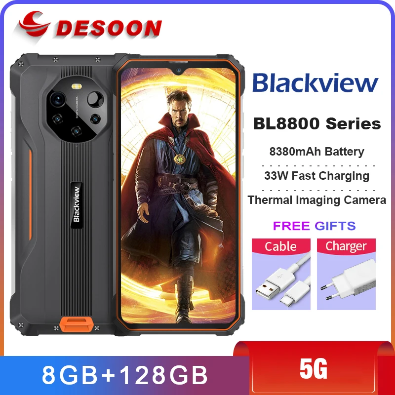 

Blackview BL8800 Pro 5G Rugged Phone Thermal Imaging Camera FLIR® Smartphone 33W fast charge 6.58" 8GB+128GB 8380mAh Cell Phone