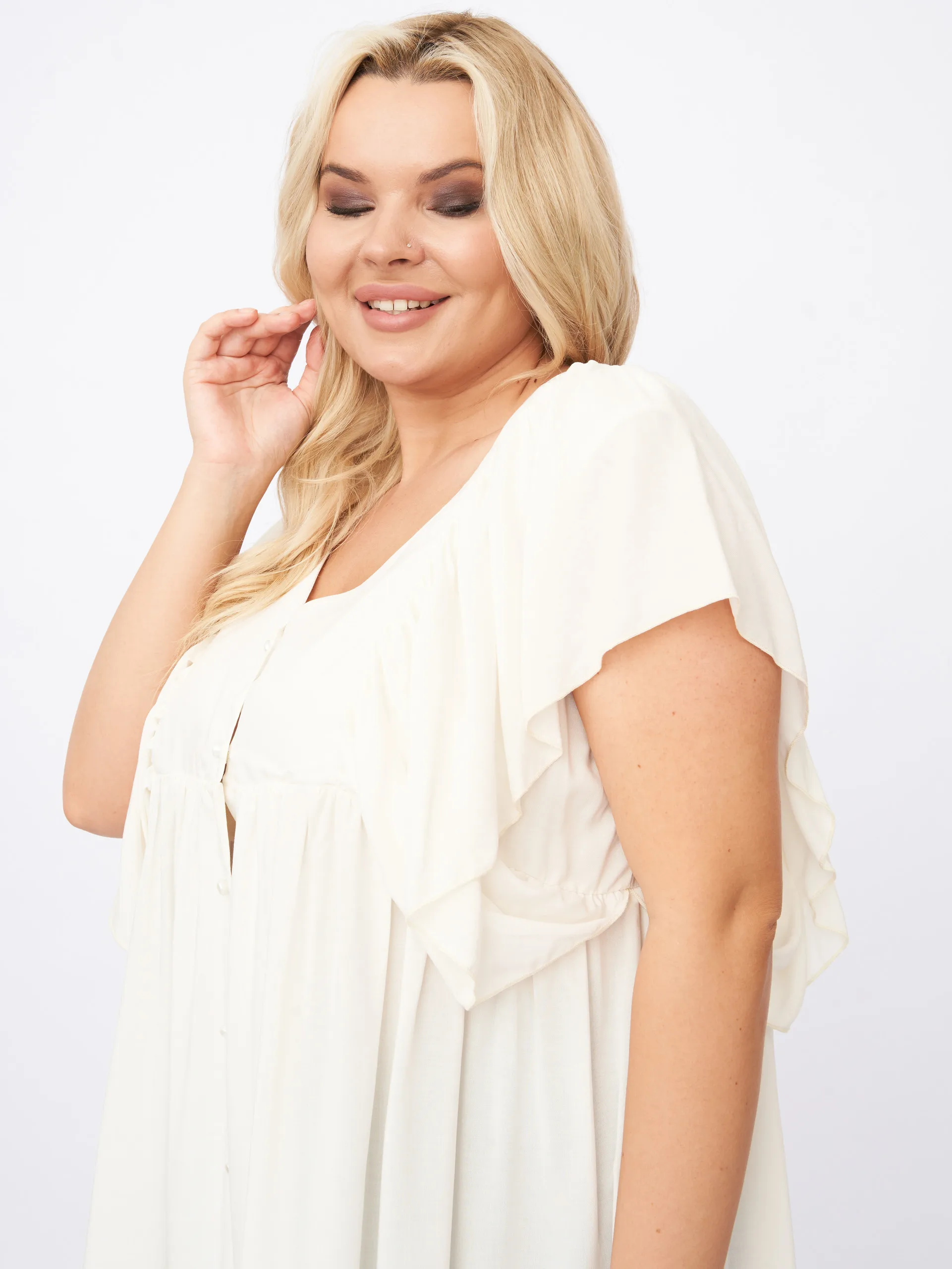 Туника женская ZTU78004WHT02 ZORY больших размеров длинная пляжная домашняя удлиненная