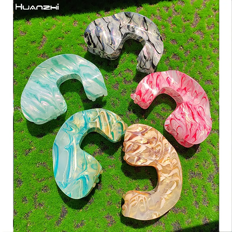 Ful Type C Hair Claws Acetic Acid Hairpin For Women Girl Vintage Elegant Headdress Huanzhi