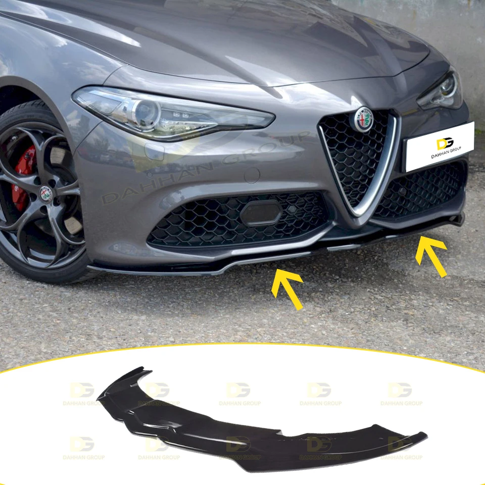 Alfa Romeo Giulia Veloce 2015 - 2019 Front Splitter / Lip Front Spoiler Wing Gloss Black Surface Plastic Alfa Kit