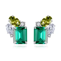 s925 sterling silver trendy gold plated stud earrings emeralds earring color for women fashion accessories wedding party gift