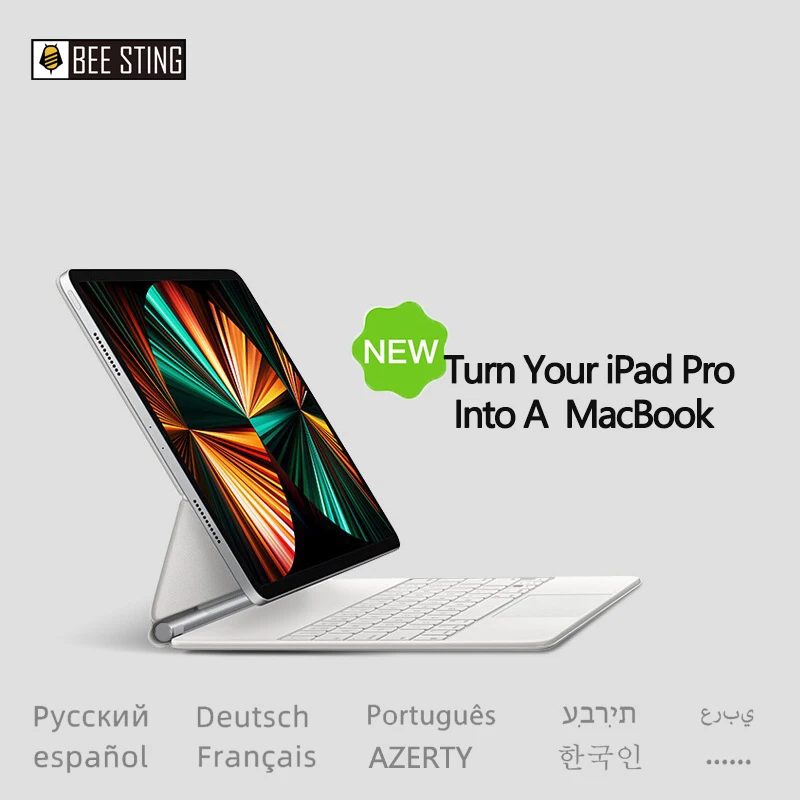 DOQO Magic Keyboard Case For iPad Pro 12.9 2021 2020 2018,Magnetic Backlight Keyboard Cover With Trackpad Korean Arabic Hebrew