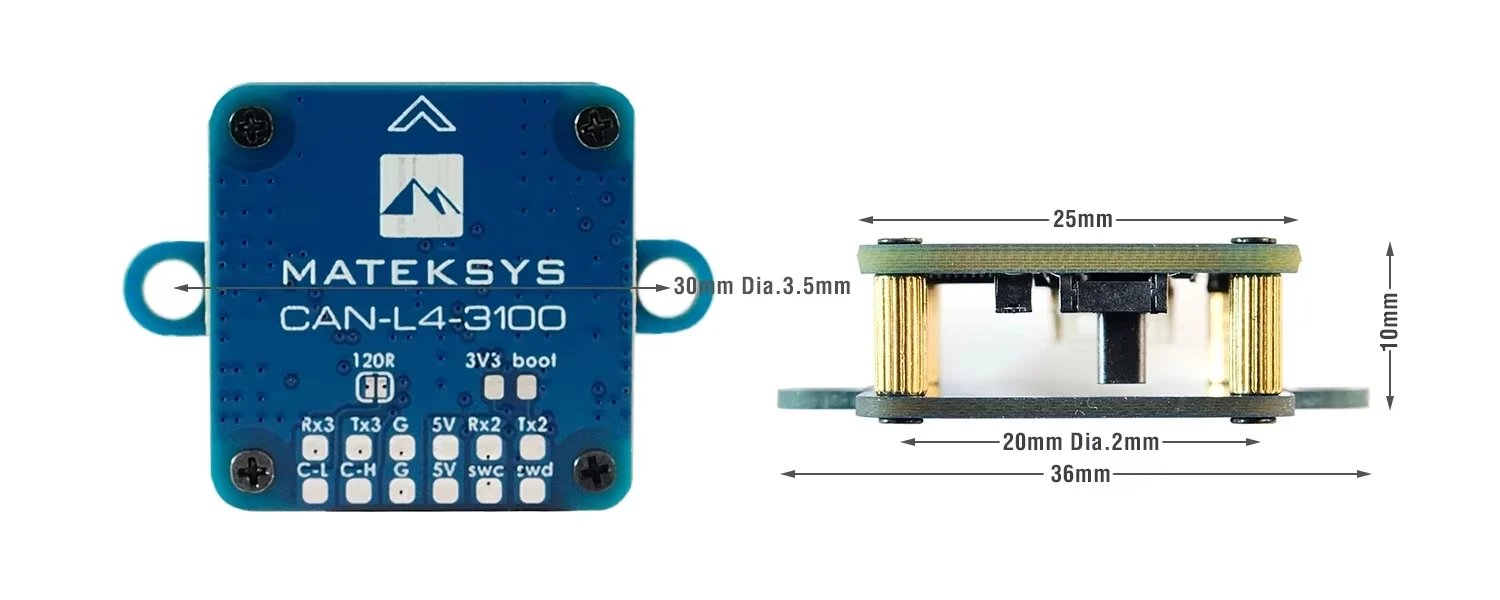 Фото Магнитометр MATEKSYS CAN-L4-3100 RM3100 6G с защитой от помех, GPS-геомагнитный датчик для БПЛА/дронов №2