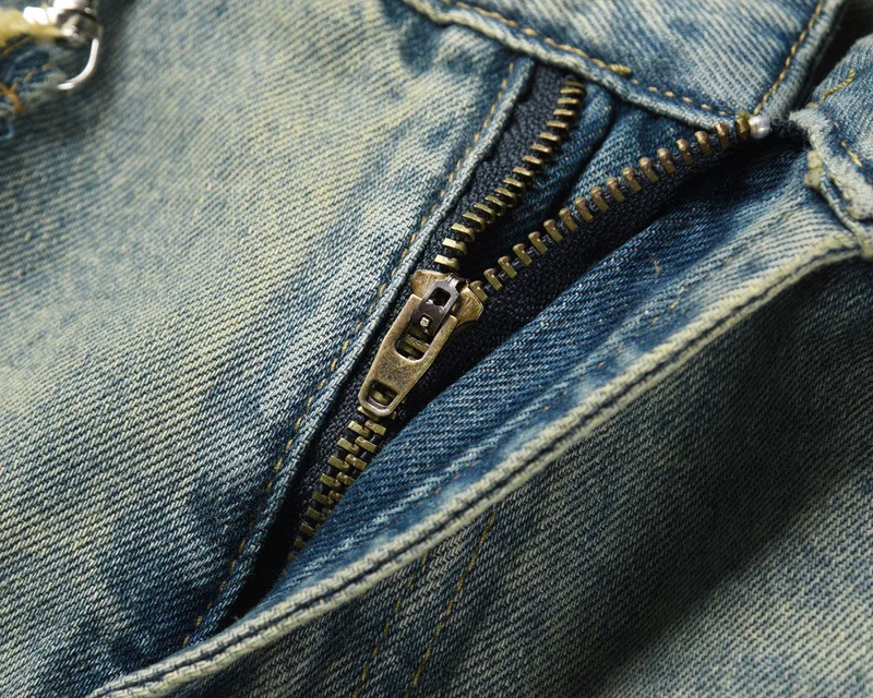 High Street Tide Brand Retro Hand-Painted Paint To Open The Removal Of The Lanyard Washed Old Blue Loose Men'S Straight Jeans