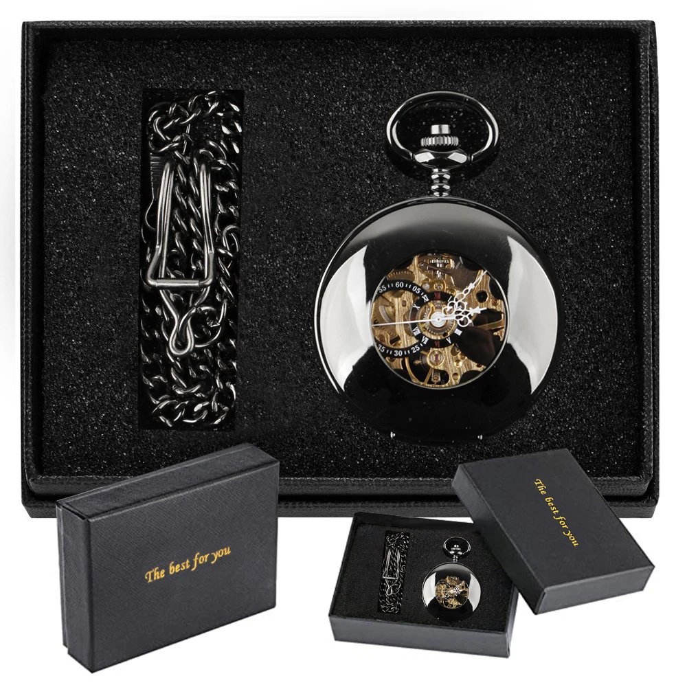 Men's Women Gift Sets Pocket Watch Collection Personalised Fashion Necklace Pendant Mechanical Pocket Fob Watches With Box