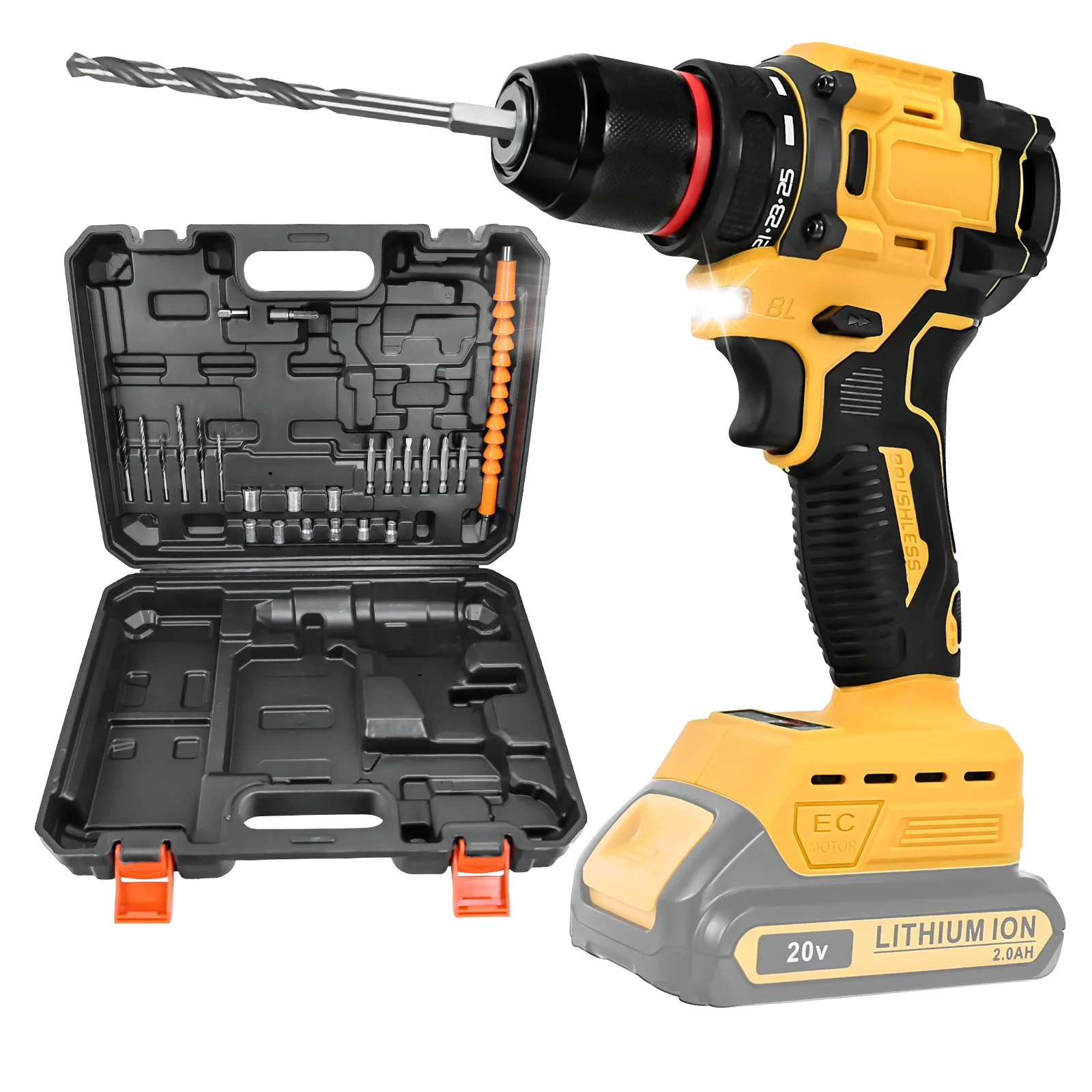 Набор беспроводных дрелей Dewalt 24 шт. с бесключевым патроном 3/8 дюйма 60 нм 25 + 1