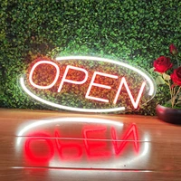 neon open sign for business dimmable oval shaped led tube open neon sign deal for restaurant bar salon and shop store decoration