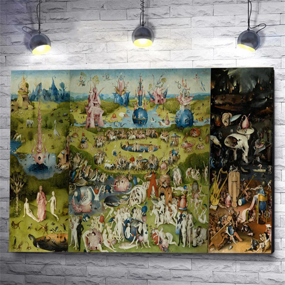 

The Garden Of Earthly Canvas Painting Delights Famous Posters and Prints Classic Wall Art Pictures for Living Room Decor Artwork