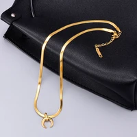 korean version of the simple stainless steel crescent snake bone chain necklace men women popular fashion party jewelry gift new