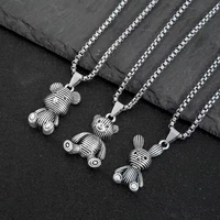 jewelry cute rabbit pendant cuban stainless steel dog hip hop bears 2022 bear necklace men for women