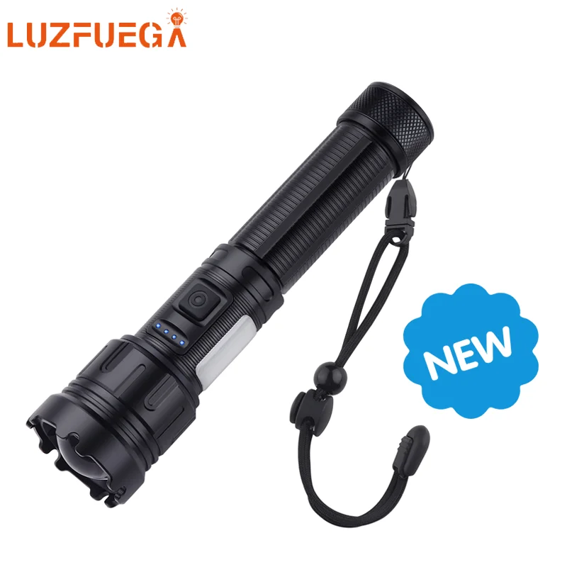 2022 New 50W Shot Long 3000M White LED Flashlight Tactical Torch Outdoor Lighting Waterpoof Climbing Camping COB Zoomable Light