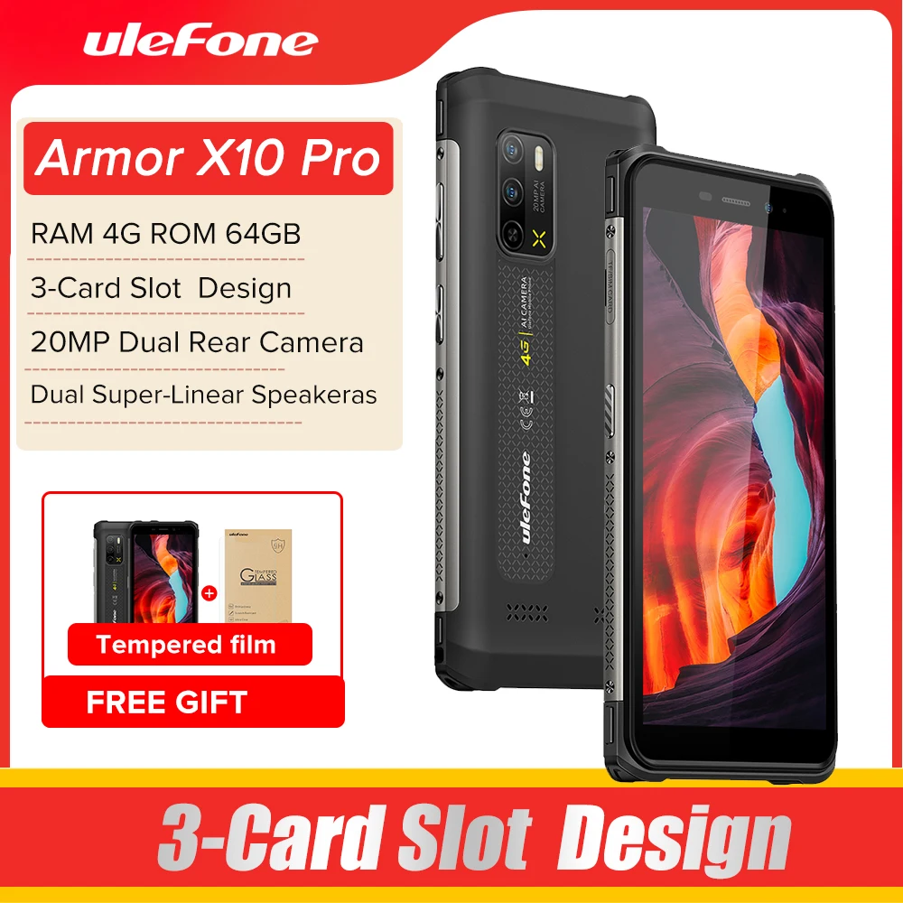 Ulefone Armor X10 Pro ，Защищенный смартфон，64 ГБ ПЗУ， Водонепроницаемый смартфон ，5180 мАч