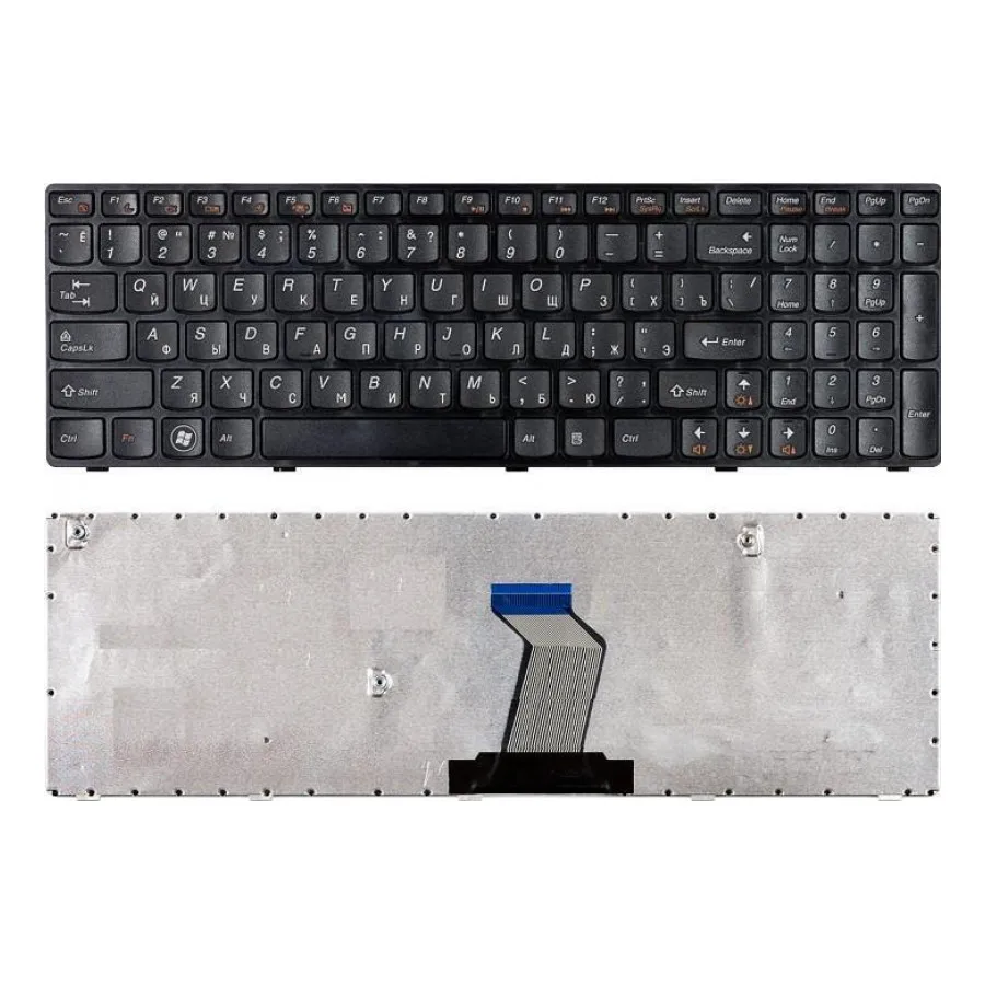 Клавиатура для ноутбука Lenovo IdeaPad B570 B580 V570 Z570 Z575 B590 черная с черной рамкой - купить