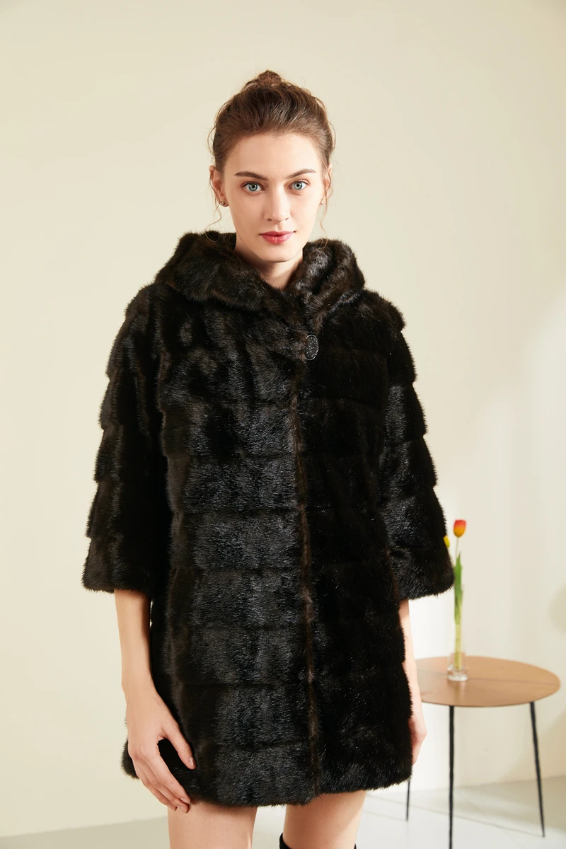 Women's Faux Fur Coat Hooded Warm Winter Outwear Thicken Jackets Thicken Korean Fluffy Women's Outwear Elegant Coat