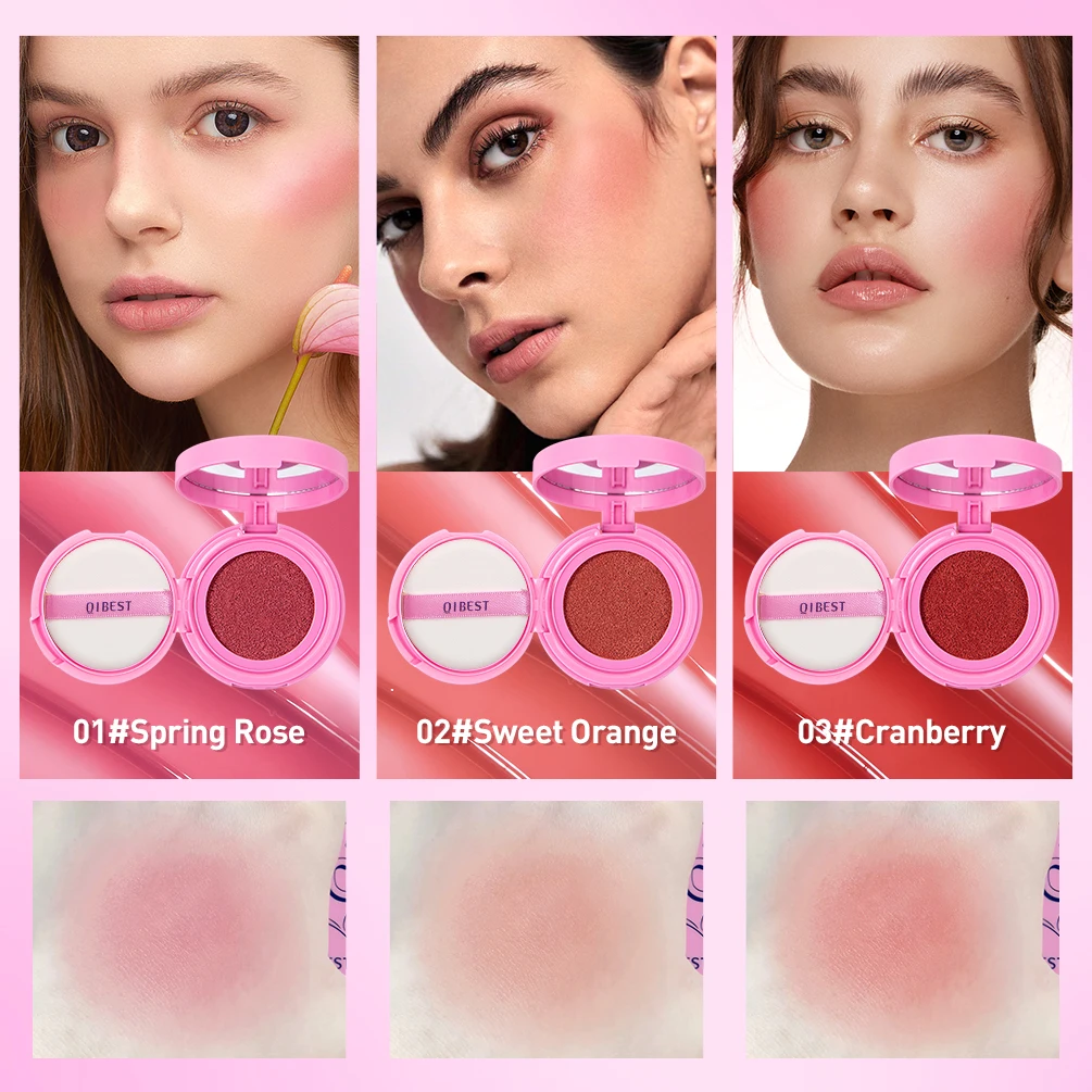 Блестящая палитра румян QIBEST стойкий натуральный контур для щек оттенок