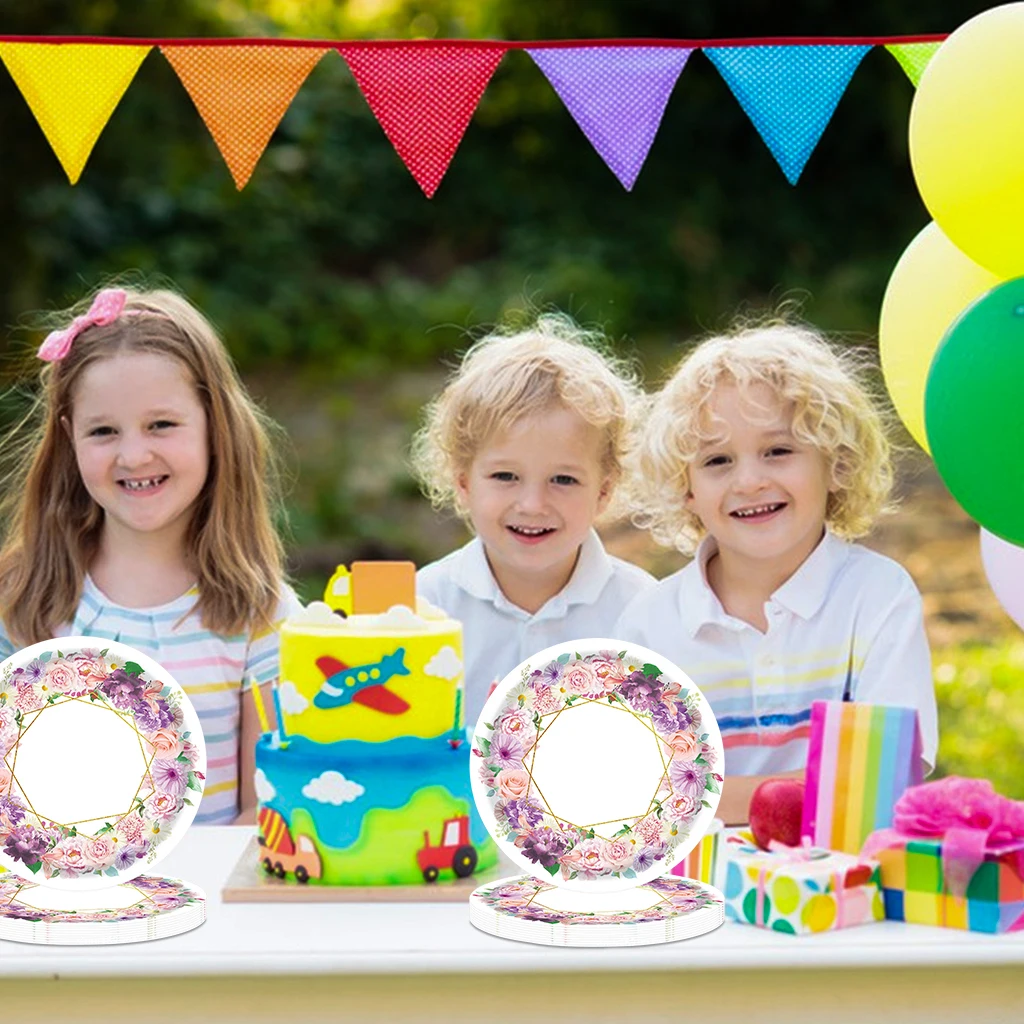 24 шт. бумажные тарелки с изображением весенних цветов 7 дюймов