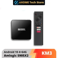 mecool km3 android 10 0 smart tv box 4g ddr4 64g 4k hdr ultra hd tv box usb 3 0 media player voice control