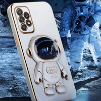 nice astronaut plating stand holder phone case for samsung galaxy s22 ultra s21 fe s20 s10 plus note 10 20 lite a33 a53 cover