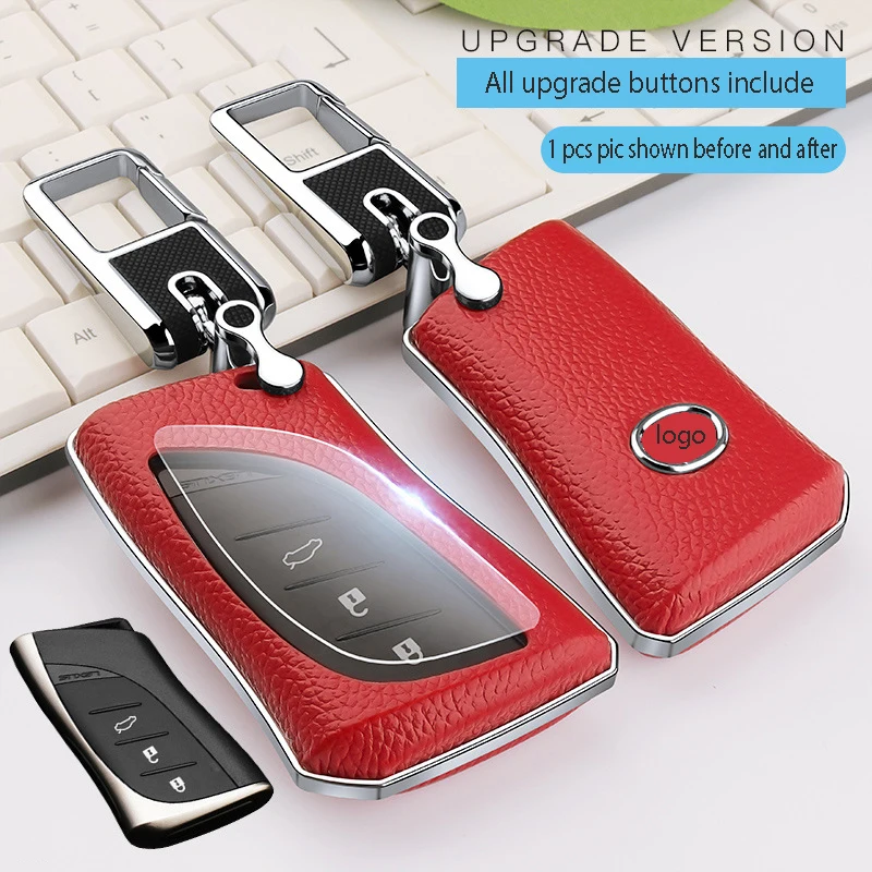 

1 Pcs Head Top Layer Cowhide Silver Frame TPU Soft film For Lexus ES200 ES300 RX300 Case CT200h NX200 Genuine Leather Key Case