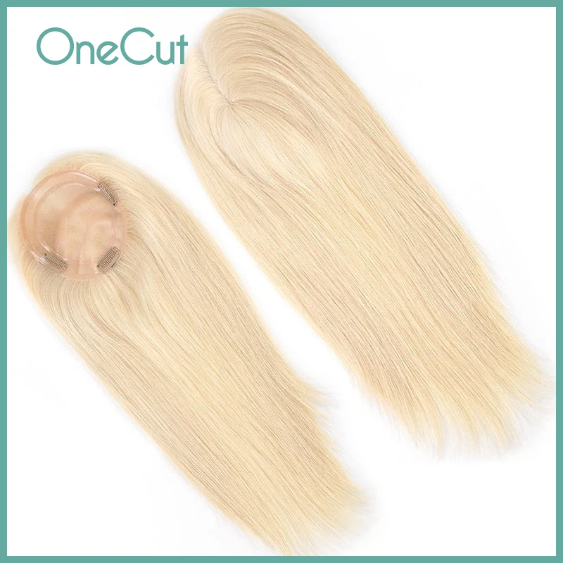 Euop Virgin Women Topper Mono Wigs Straight 100% Real Virgin Hair Women Toupee Natural Hairline Pure Color Replacement System