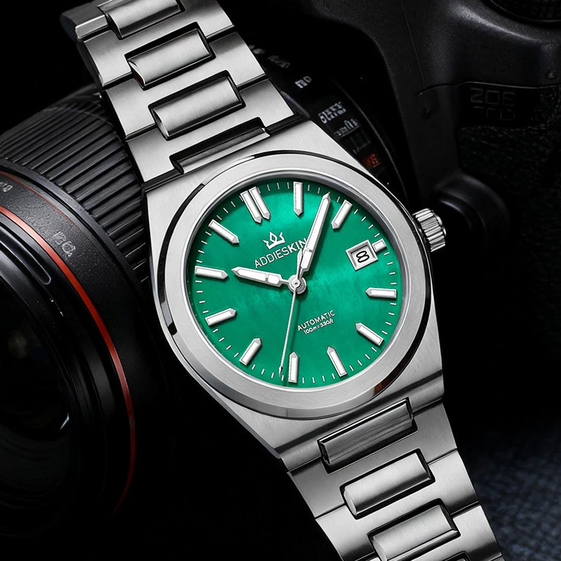 Фото ADDIESKIN K008 Green Mother of Pearl Diver Luxury Watch 39mm Sapphire 100m Waterproof BGW9 Luminous Miyota 9015 Automatic Dial №2
