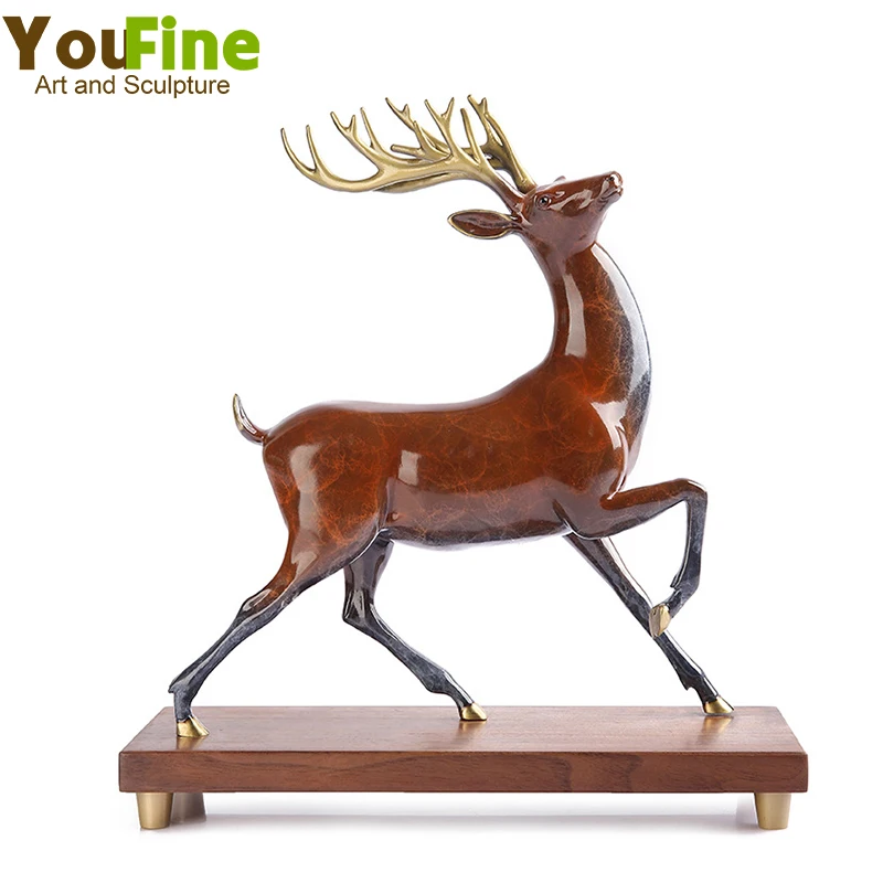 

Bronze Deer Statue Modern Art Bronze Deer Sculpture Hand-made Bronze Casting Animal Crafts For Home Office Decor Ornament Gifts
