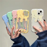 melting ice cream smiley clear shockproof case for iphone 12 13 11 12 pro max x xr xs max luminous silicone protective case