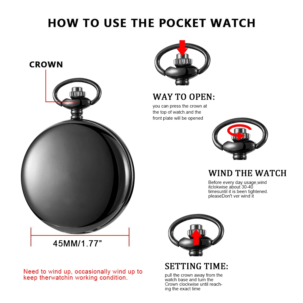 Luxury Mens Business Pocket Watches Casual Fashion Mechacnical Hand-winding Fob Watch Pendant Male Best Gift
